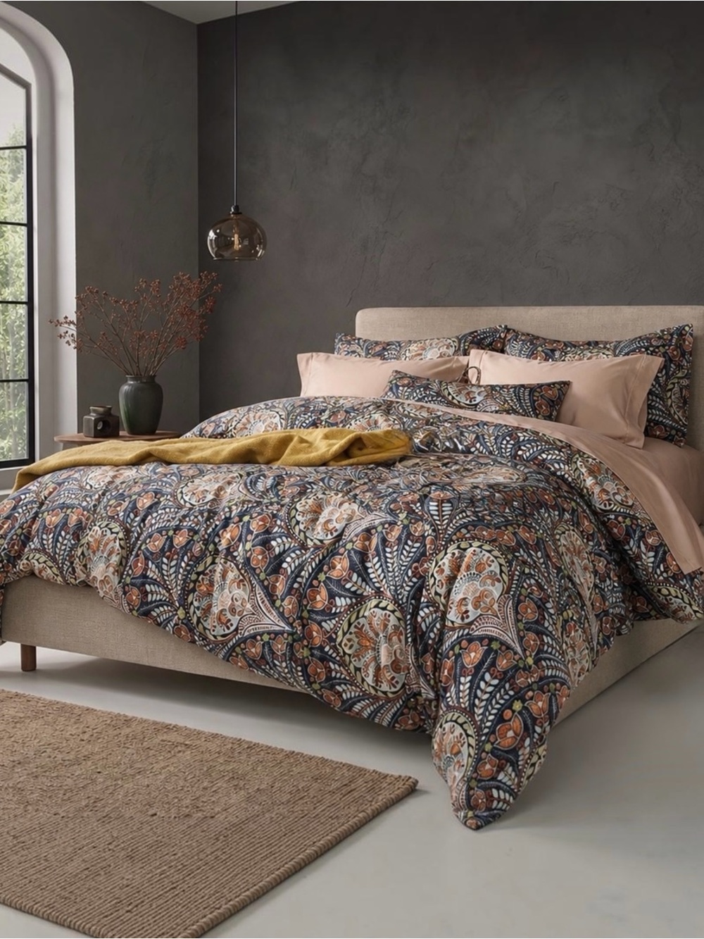 NEW Anthropologie Paisley Floral Multicolor Boho Queen / King Bedding Duvet Set